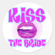Kiss The Bride Round Stickers