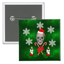 Kiss The Santa Skull Button