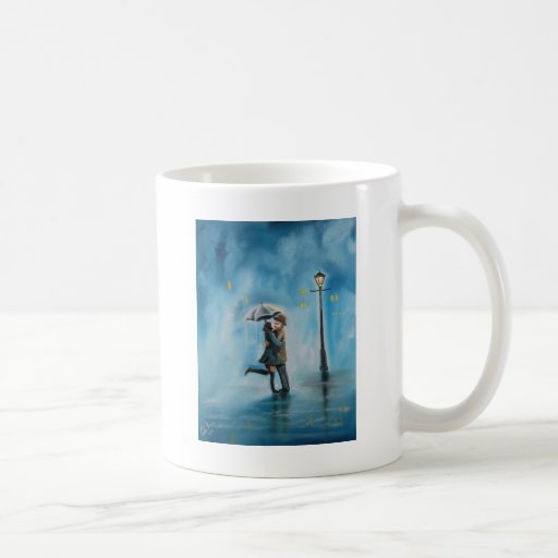 KISSING COUPLE UMBRELLA COFFEE MUG