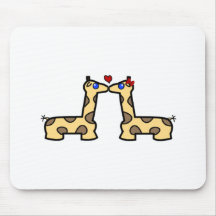 Kissing Giraffes Mouse Pad