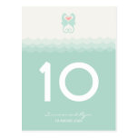 Kissing Seahorses Hearts Beach Summer Table Number postcards