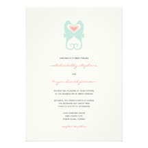 Kissing Seahorses Love Hearts Beach Summer Wedding Invite