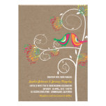 Kissing Summer Birds Whimsical Kraft Paper Wedding invitations