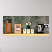 Kitchen worktop with kitchen items posters