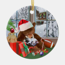 Kitten and Teddy Bear Christmas Dreams Ornament