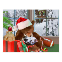 Kitten and Teddy Bear Christmas Dreams Postcard