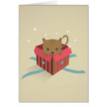 Kitten in an opened gift box greeting cards
