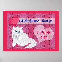 Kitten in pink room, poster