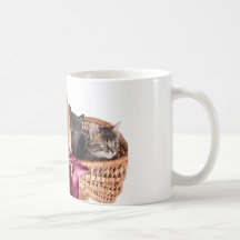 kittens in a wicker basket mug
