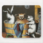 Kitties' Bath - Vintage Art Mousepad