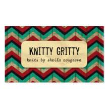 Kitting Crochet Chevron Red Teal Business Card