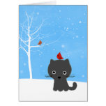 Kitty & Bird Friends Greeting Card