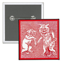 Kitty Cats in Red  by Louis Wain Buttons