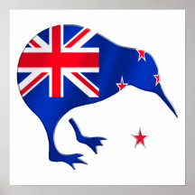 kiwi New Zealand flag soccer football gifts Posters