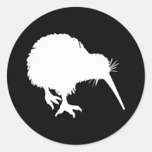 Kiwi Silhouette Round Stickers