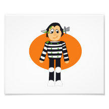 Knife Head cartoon orange behind Photo Art