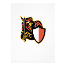 Knight With Sword And Shield Retro Personalised Announcement