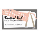 Knitting needles scarf pink grey business cards... business cards