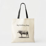 Knitting Tote: Drawing of Sheep in Pencil: Yarn Bag