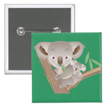 Koala Family Pinback Button