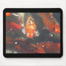 Koi Fish glide among the still green  waters Mouse Pads