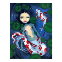"Koi Pond Mermaid" Postcard