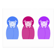 Kokeshi Doll Trio Postcard