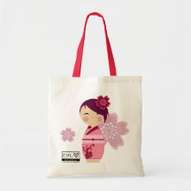 Kokeshi Sakura Tote Bag