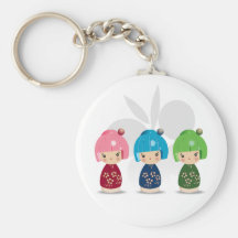 Kokeshi Triplets Keychain