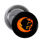 Kokopelli Moon-Black Pinback Buttons