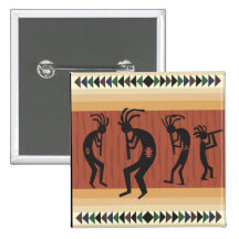 Kokopelli Tribal Design Pinback Button