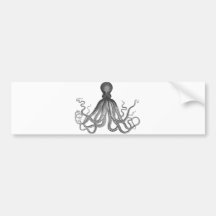 Kraken - Black Giant Octopus / Cthulu Bumper Stickers