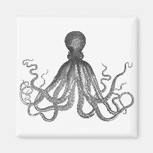 Kraken - Black Giant Octopus / Cthulu Refrigerator Magnet