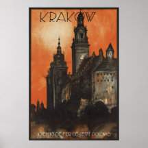Krakow Vintage Travel Poster Ad Retro Prints