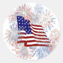 KRW American Flag Fireworks Patriotic Sticker