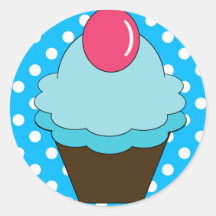 KRW Berry Blue Cupcake with Polka Dots Sticker