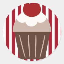 KRW Chocolate Cherry Cupcake Striped stickers