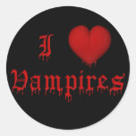 KRW Dripping Blood I Love Vampires Round Stickers