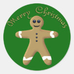 KRW Gingerbread Man Merry Christmas Seals Round Stickers