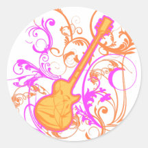 KRW Girl's Rock Guitar Grunge Round Sticker