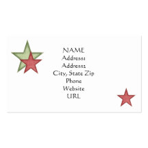 KRW Green Christmas Stars Custom Business Card