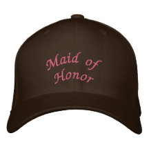 KRW Maid of Honour Script Pink and Brown Embroidered Baseball Cap