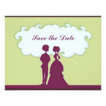 KRW Modern Toon Couple Save the Date Personalized Invitation