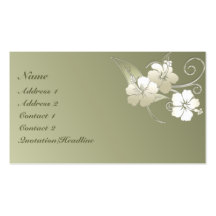 KRW Olive Green Elegant Floral Business Card