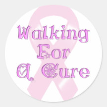 KRW Pink Ribbon Walking for a Cure Round Stickers