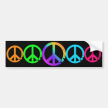 KRW Rainbow Peace Signs Bumper Stickers
