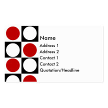 KRW Retro Red White and Black Squares and Circles Business Card Template