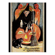 KRW Vintage Halloween Greetings Postcard
