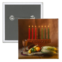 Kwanzaa candles and food button