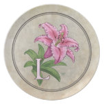 L for Lily Flower Alphabet Monogram Dinner Plates